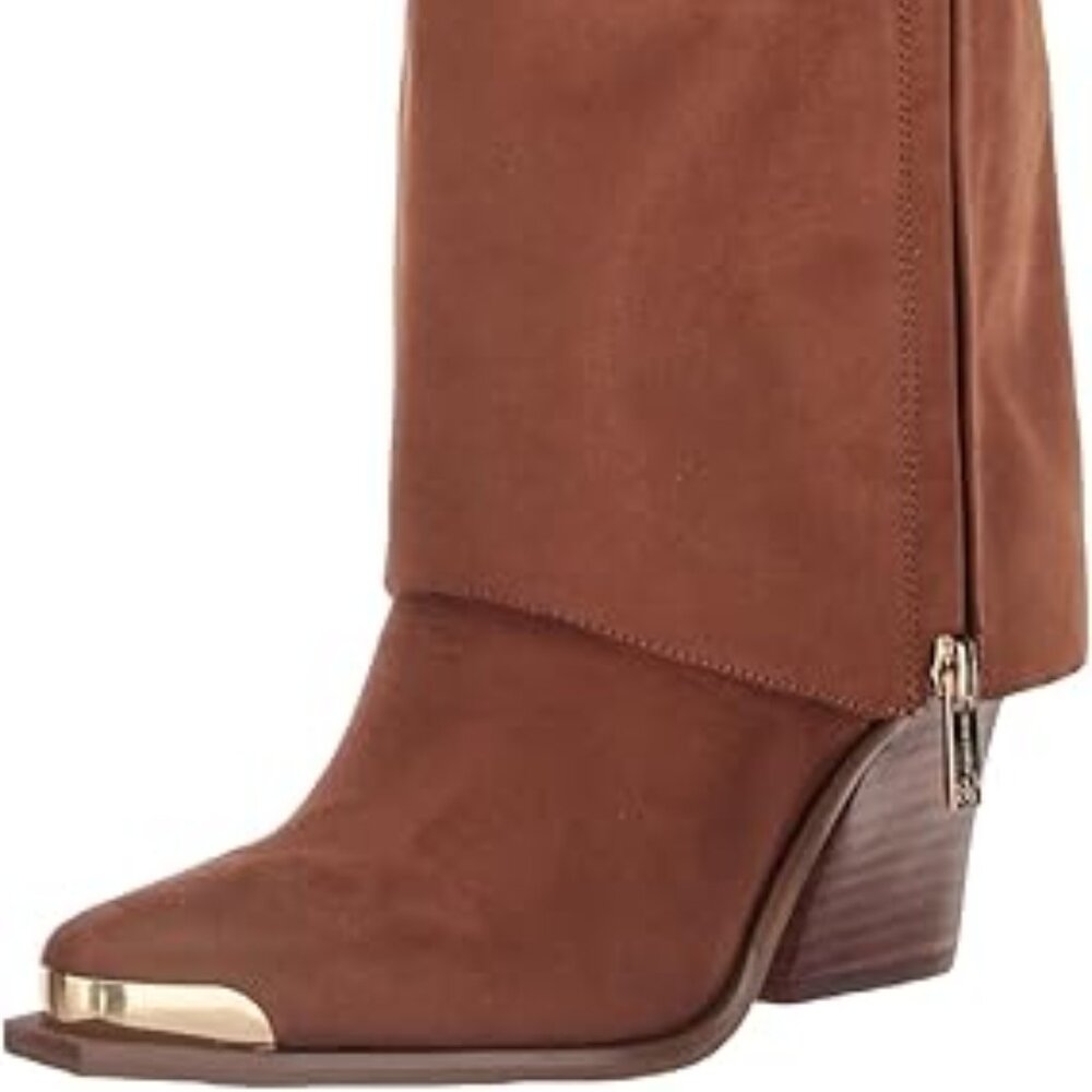 Jessica Simpson Astoli 5M Western Cuff Knee High Boot Tobacco Brown Suede OBX - Picture 7 of 10